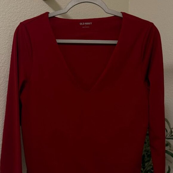 Maroon Long Sleeve Fitted Scuba Top – Old Navy, Size Large - Picture 1 of 4